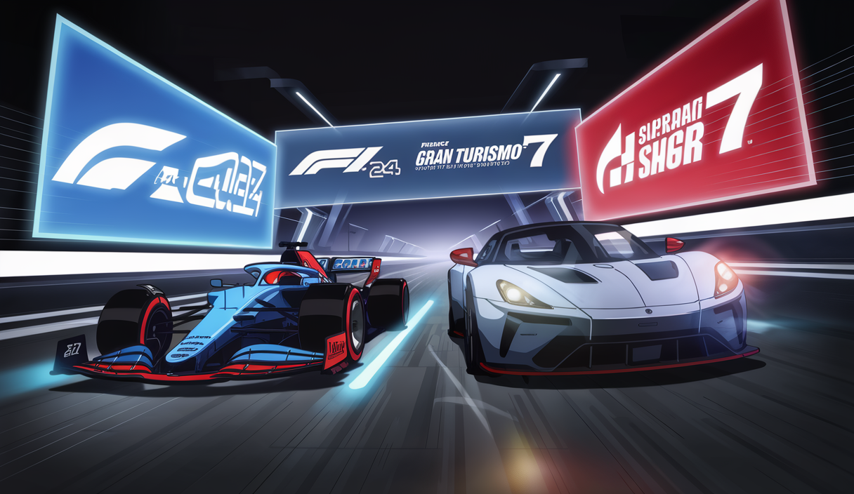 Illustration dynamique représentant l'univers du SimRacing