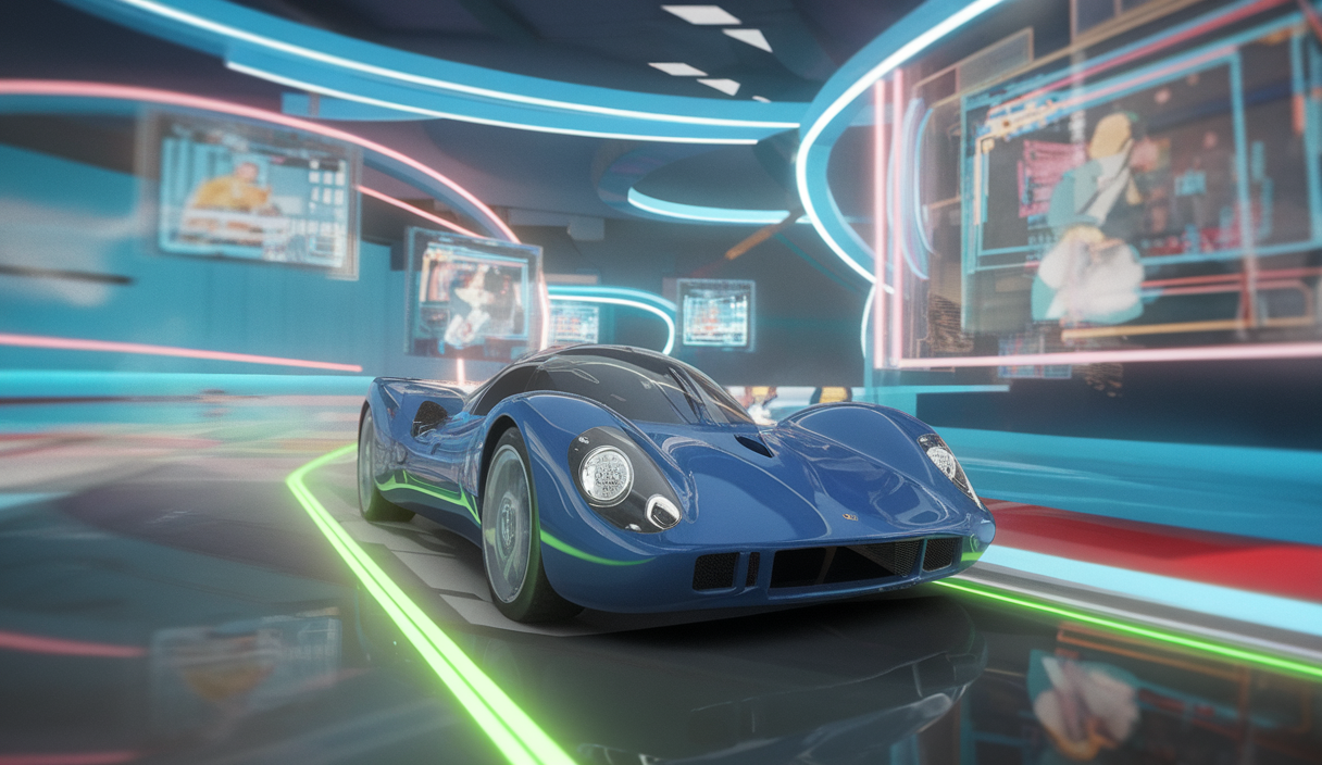 Illustration immersive du sim racing dynamisé par l'engagement communautaire.