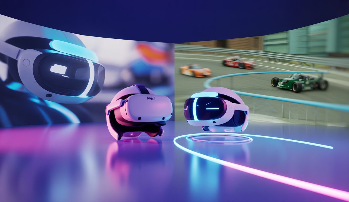 Illustration immersive de casques VR pour sim racing