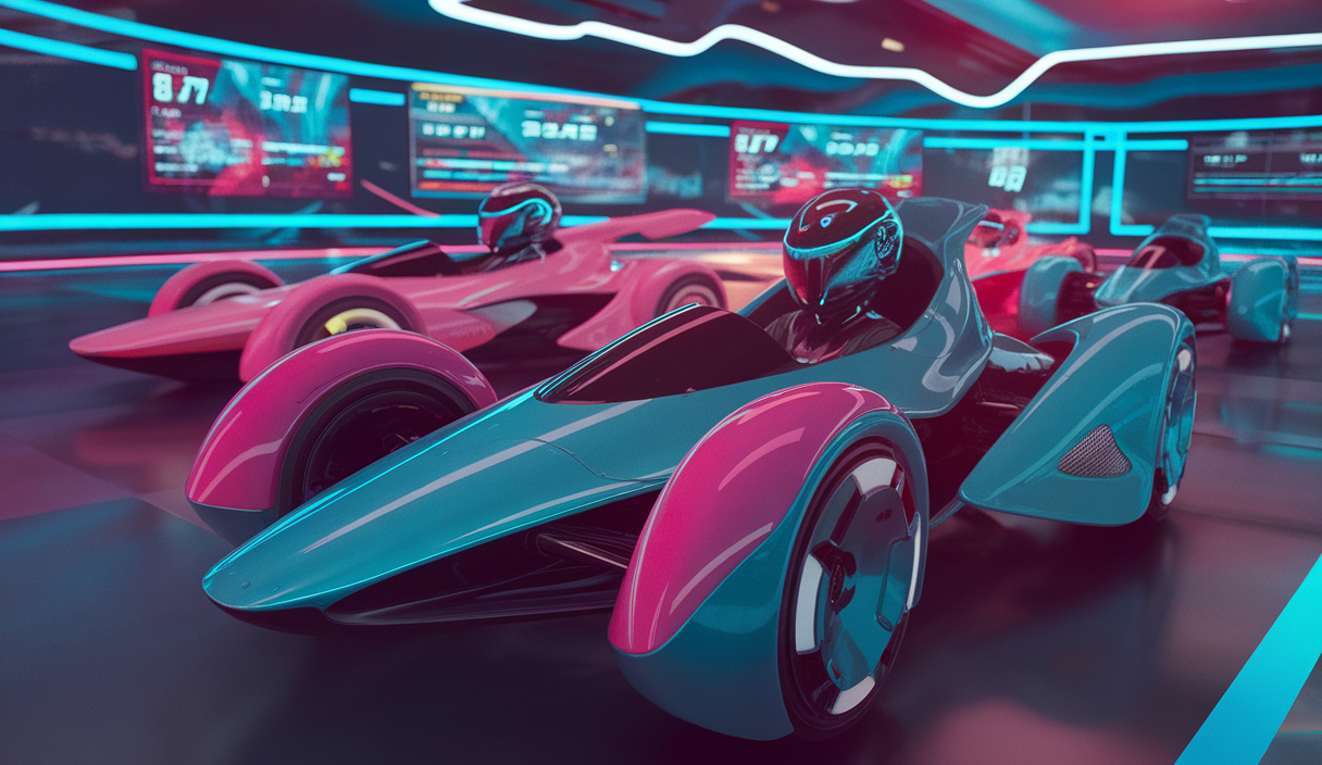 Illustration immersive d'une compétition de SimRacing en 2025, mettant en avant l'événement Team USA Talent Scout