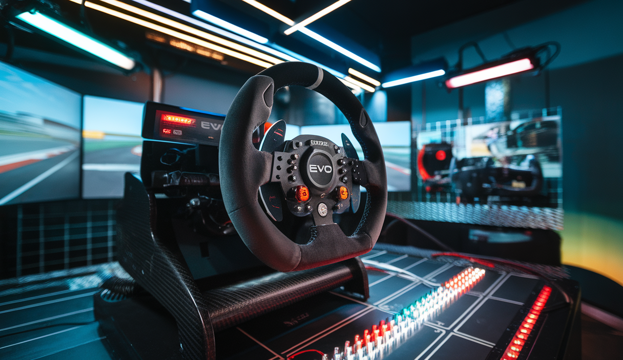 Illustration détaillée des bases de volant Simagic Evo pour sim racing