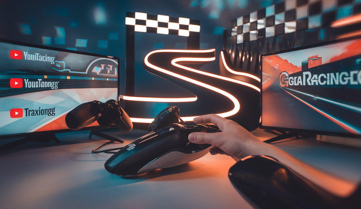 Une vue artistique de l'impact des vidéos d'unboxing sur les fans de sim racing.