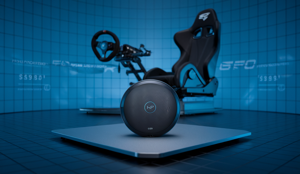 Image immersive et détaillée des innovations en simracing, mettant en avant le HF8 Pro Haptic Pad
