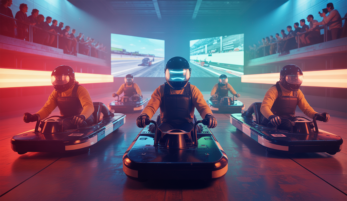 Illustration vive et détaillée du Moza Challenge 2025, une compétition de sim racing