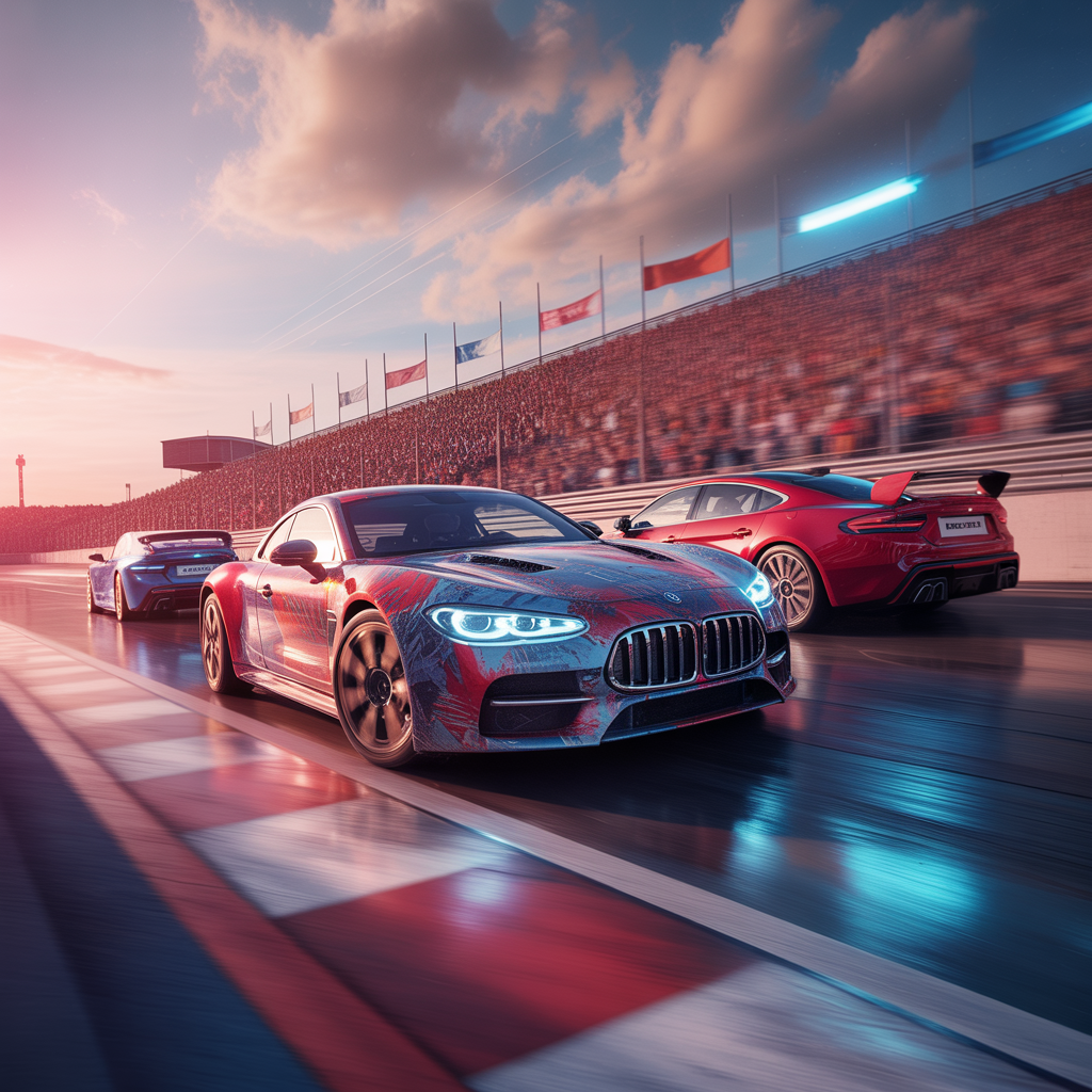 Image captivante d'une course d'automobiles avec détails intenses