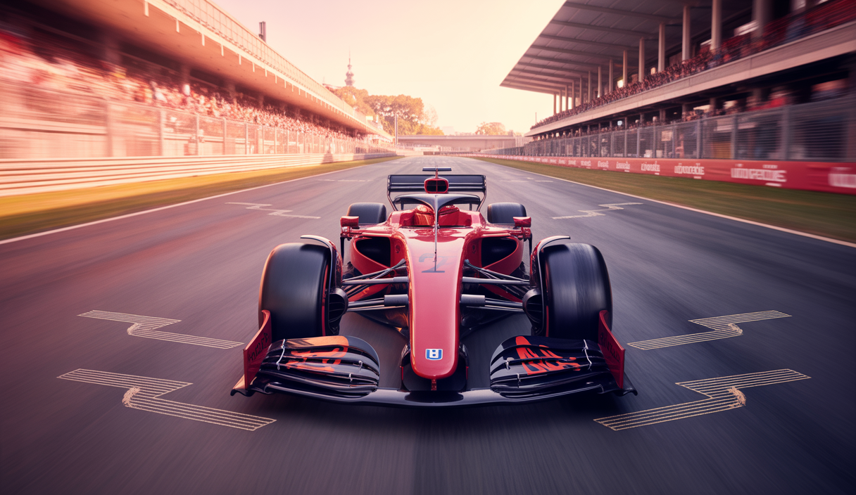 Simulation réaliste de Formule 1 avec une voiture de course F1 ultra-détaillée.