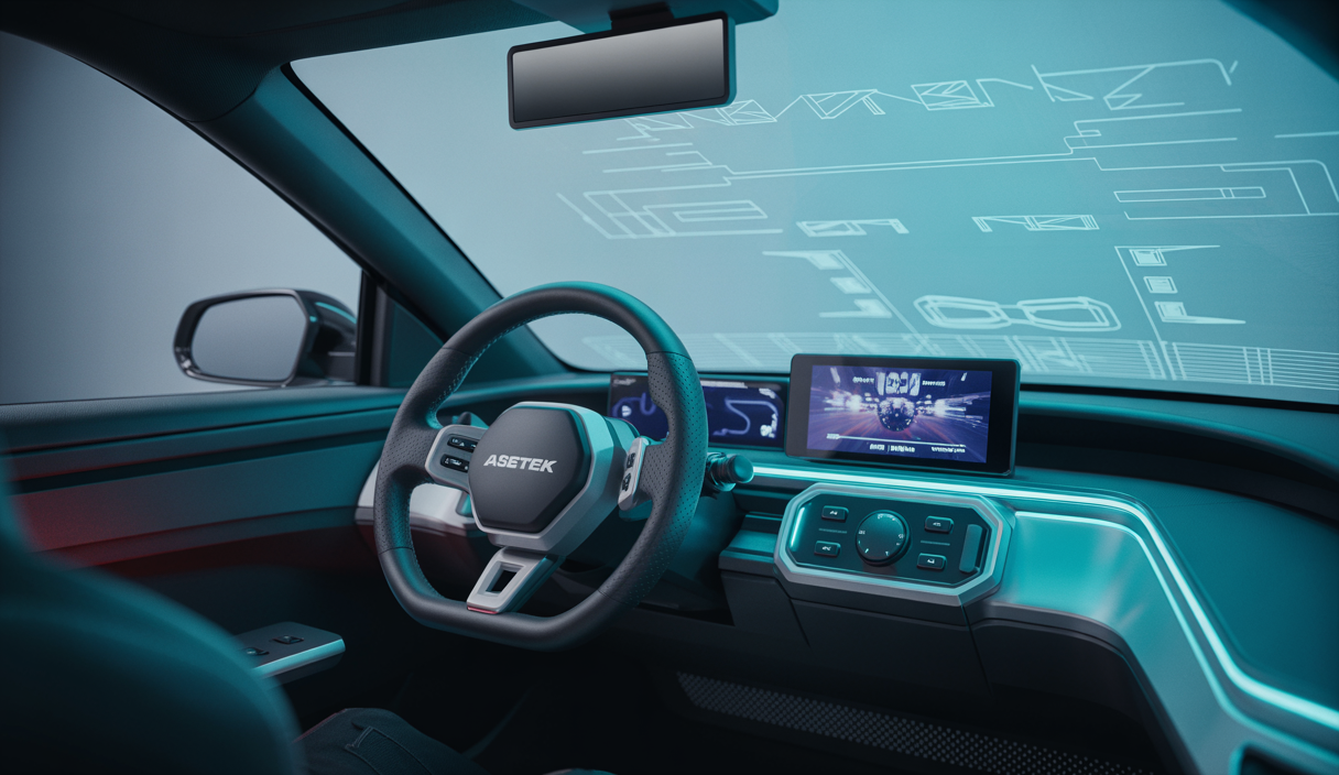 Image détaillée du volant Forte Formula Pro d'Asetek SimSports avec écran LCD