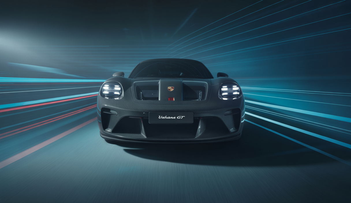 Illustration dynamique d'un volant Porsche Vision GT pour simracing