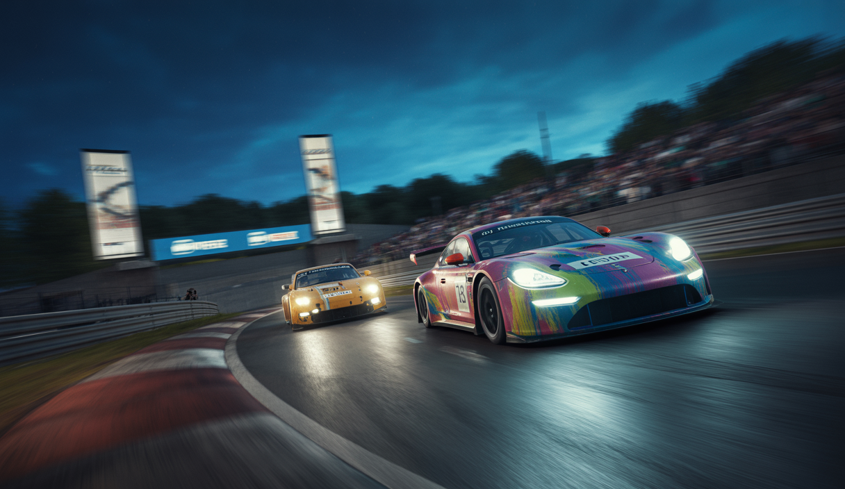 Course de sim racing GT3 nocturne au circuit du Nordschleife