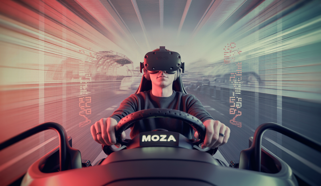 Image hyper-réaliste d'un simulateur de course automobile