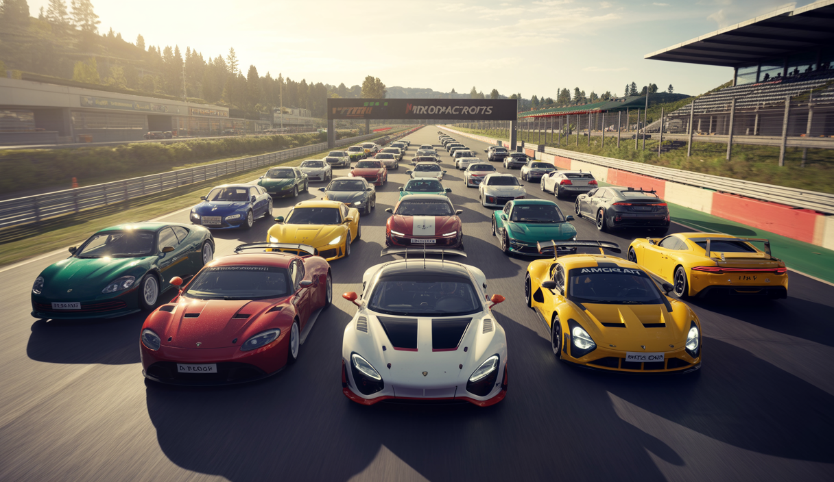 Vue dynamique de Project Motor Racing, jeu de simulation automobile avec plus de 70 voitures et 27 circuits précis, sortant le 25 novembre 2025 sur PC, PS5 et Xbox Series X|S